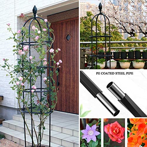 PLHMS Rankhilfe Obelisk, Obelisken freistehende Ranksäule für Garten, 210 cm Metall Rankgitter Rosenpyramide Rosenturm… – Bild 4