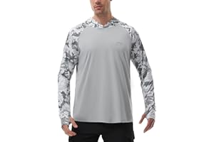 FISHEAL Men's Performance Fishing Hoodie Shirt with Thumbholes - UPF 50 Sun Protection Camo Long Sleeve Shirts Quick-Dry