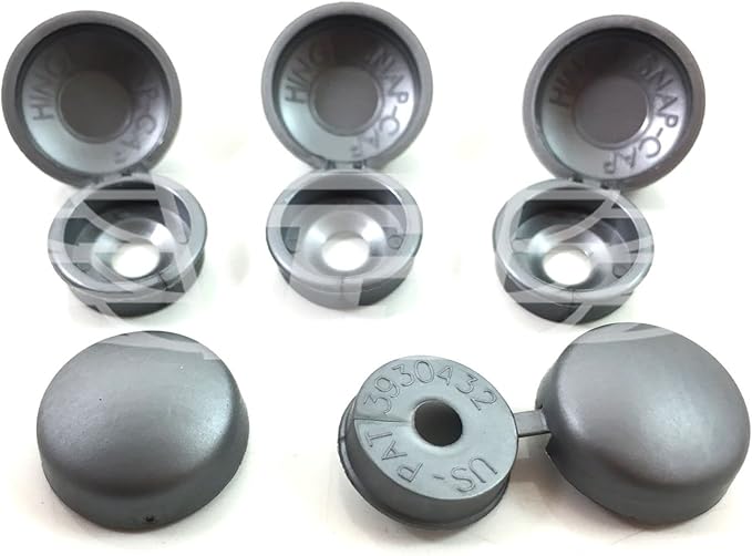 50 x Silver Grey, Small Plastic HINGED Screw Cover CAPS Select Your
