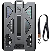 Badge Holder, Durable Aluminum ID Card Holder Wallet by WELUCK, 4 Cards/ID Badges Holder with Lanyard and Metal Clip, for Business Office Work Police Gift Outdoor (Black01)