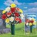 Collections Etc Faux Multicolor Roses & Vase for Cemetary Memorial Grave Marker, Large