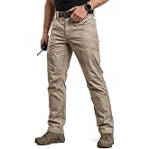 CQR Men's Utility Flex Cargo Pants, Classic-Fit Casual Stretch Work Pants, Water Resistant Lightweight Tactical Hiking Pants
