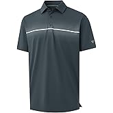 M MAELREG Mens Golf Shirts Short Sleeve Chest Print Stripe Moisture Wicking Dry Fit Casual Collared Mens Polo Shirts