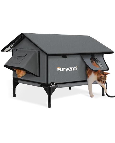 HEATED CAT HOUSE FOR OUTSIDE,EXTREMELY WEATHERPROOF&INSULATED IN WINTER,ELEVATED...