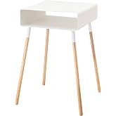 YAMAZAKI Home Plain Side Table with Open Storage Shelf, Rectangular Accent Space Saving Living Room Bedroom Couch End Table - Tall, 23" - Steel + Wood