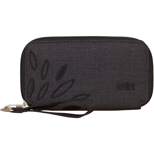 HAIKU Intrepid Slim RFID Wristlet Wallet For Women - Zip Around Card Holder & Clutch With Geo Tulip Print