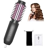 Cordless Hair Curler, Bestauty 1.5" Cordless Curling Iron Rechargeable, 2 in 1 Travel Hair Curler & Hair Straightener Brush, 4 Adjustable Temperature 300°F-410°F for Curl/Smooth/Fluffy/Flip-Out Black