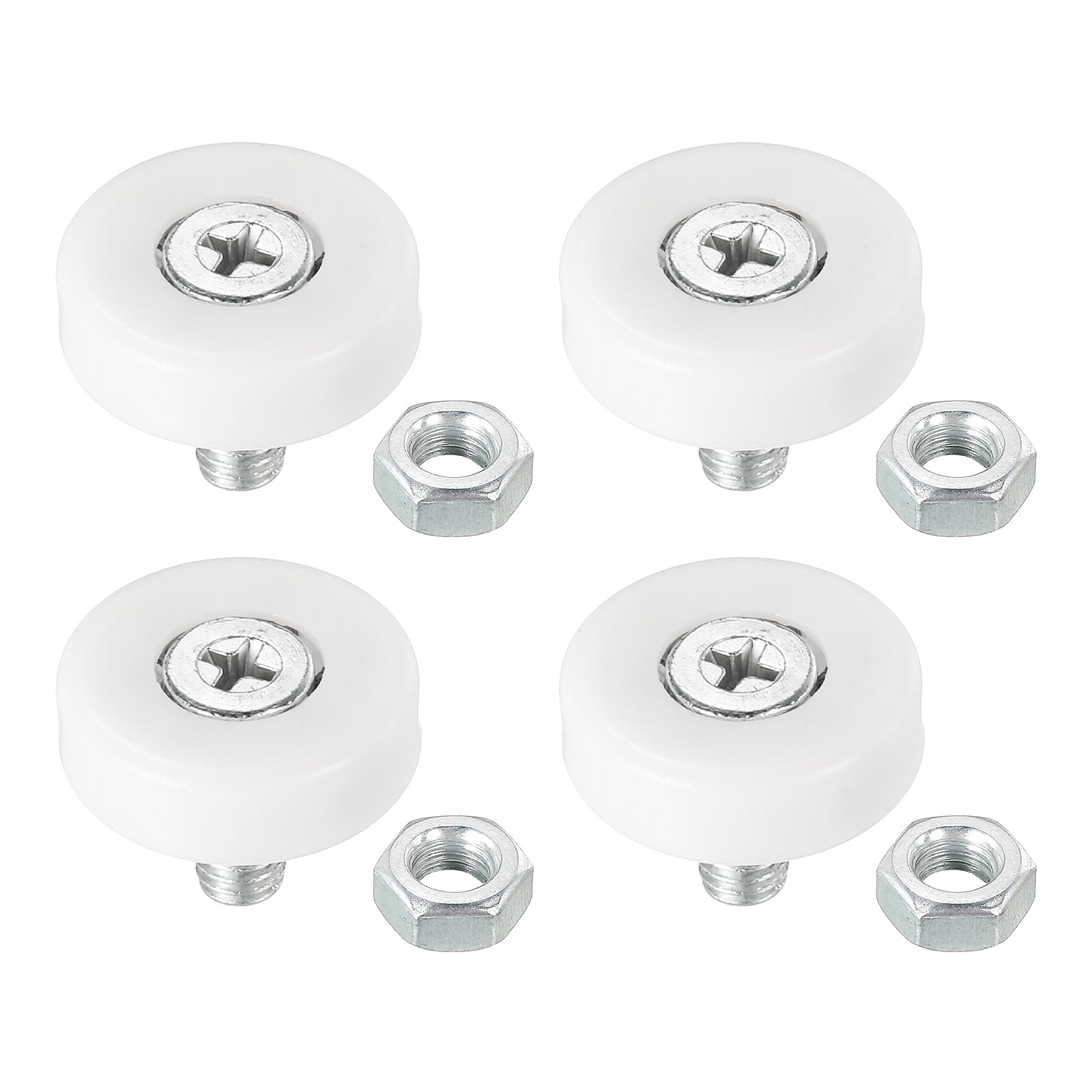 PATIKIL 22mm Drawer Rollers, 4 Plastic Drawer Pulley Replacement Wheels Bearing Small Pulley with Nuts