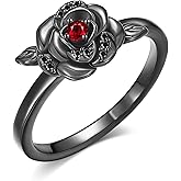 HKPATOP Black Rose Rings for Women 925 Sterling Silver Rose Flower Ring Gothic Jewelry Gifts for Mom Wife Friend