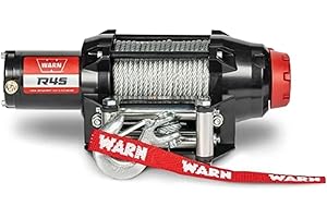 Warn R45 Wire Rope Winch - 4,500 lb. Pulling Capacity, Equipped with 50’ of 1/4” Steel Rope and Dash-Mounted Rocker Switch - 