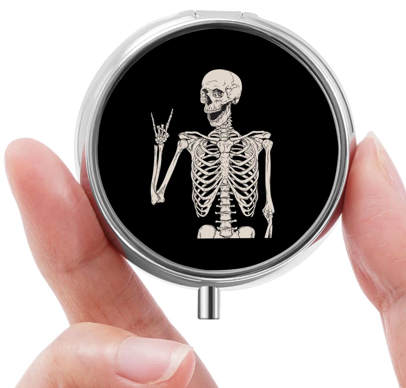 Photo 1 of Mini Pill Box, Small Pill Box, Portable Pill Box, Cute Pill Organizer for Vitamins, Medications, Fish Oil and Supplements (Skull)