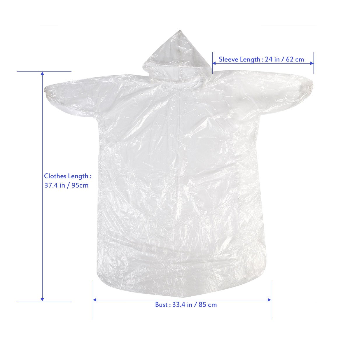 TopWill Disposable Rain Poncho, 3 Wire Thickness Emergency Waterproof Poncho Plastic Rain Poncho with Hood - Perfect for Outdoor Concert Theme Park Camping Hiking, etc