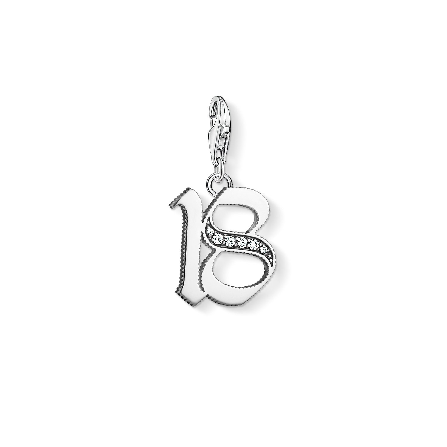 Thomas Sabo Women Charm Pendant Lucky Number 18 Charm Club 925 Sterling Silver 1508-643-21