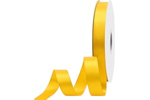 Maclemon 5/8 inch Wide 100 Yards Double Face Yellow Satin Ribbon Yellow Fabric Ribbon for Gift Wrapping Very Suitable for Weddings Decoration Bouquet Balloons Arts Craft Sewing Hair Bow Invitation