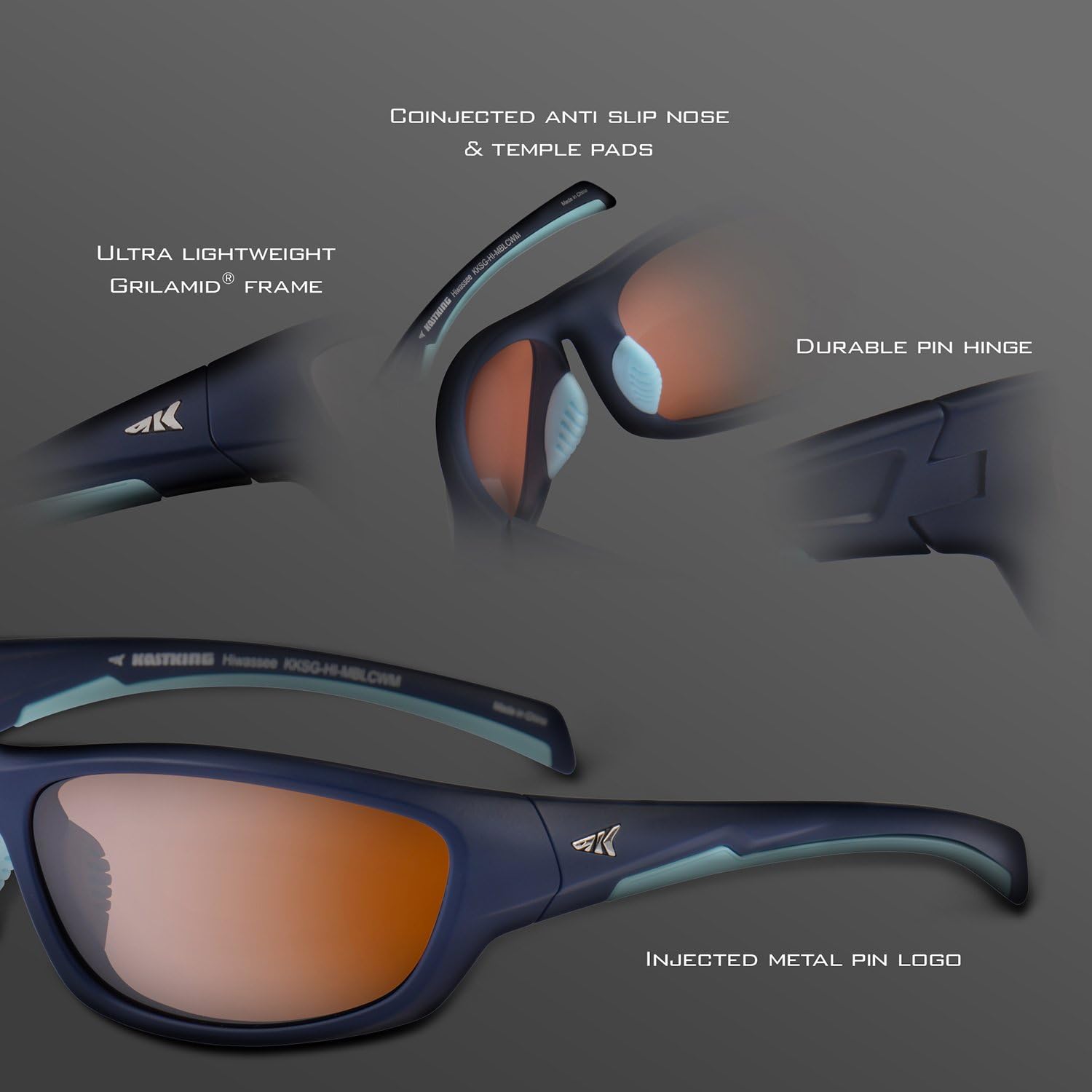 KastKing Hiwassee Polarized Sport Sunglasses for Men and Women, Matte Smoke Crystal Frame,Smoke Lens: Clothing