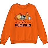 Aluvee Pumpkin Sweatshirt Fall Halloween Sweatshirts for Women Halloween Thanksgiving Long Sleeve Shirt Tops