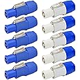 Kooben (5 Each) NAC3FCA & NAC3FCB PowerCON Cable Connector Replacement for Neutrik, blue & white