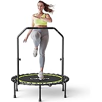 LifeOG 350/450 LBS Rebounder Trampoline for Adults，40"/48" Foldable Mini Trampoline with Durable Bungee Cords, Adjustable Han