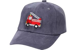 Besforta Cute Fire Truck Embroidered Baseball Caps Adjustable Washed Baseball Hats for Boys Girls