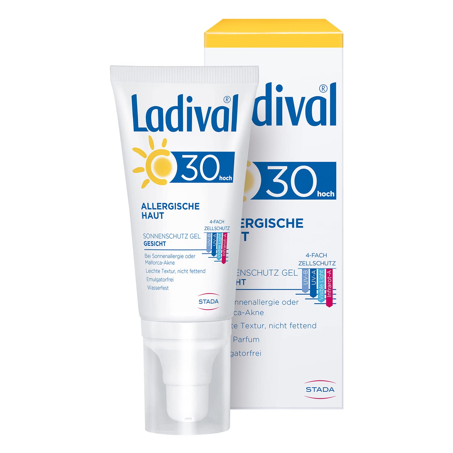 Ladival Allergic Skin Sun Protection Gel for Face SPF 30 - Perfume-Free Sun Gel for Allergy Sufferers - No Colours or Preservatives - Waterproof - 1 x 50 ml