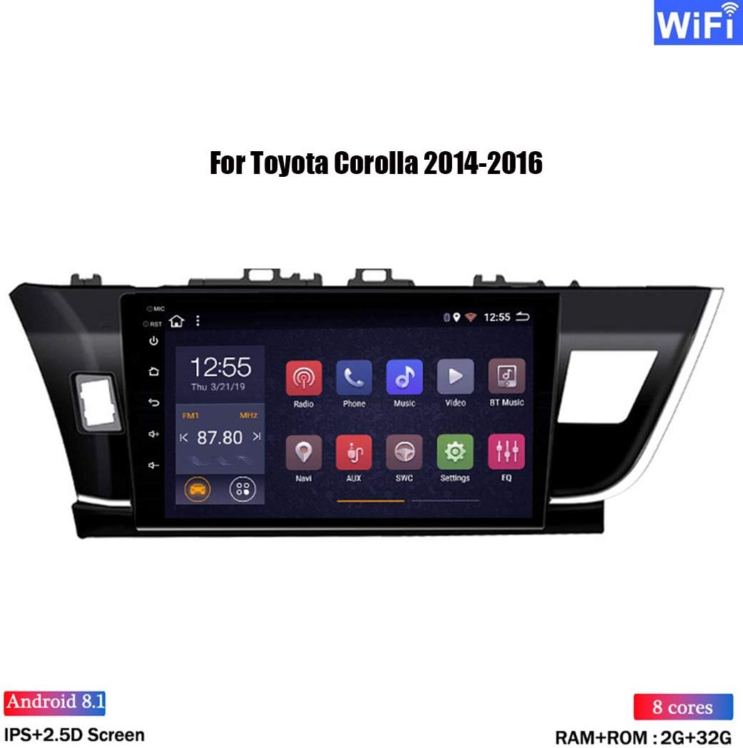 ZhiQin Android 8.1 8 Cores Bluetooth Car Stereo GPS Navigation 10.1" LCD for Toyota Corolla 2014-2016, Support DSP DVR/Car Audio And RDS Radio/Bluetooth Hands-Free Calling