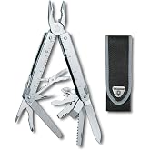 Victorinox Swiss Tool X 26 Function Swiss Army Knife and Nylon Pouch,Silver | multitool includes Wire stripper, metal saw, wood saw, bottle opener, steel construction, nylon pouch
