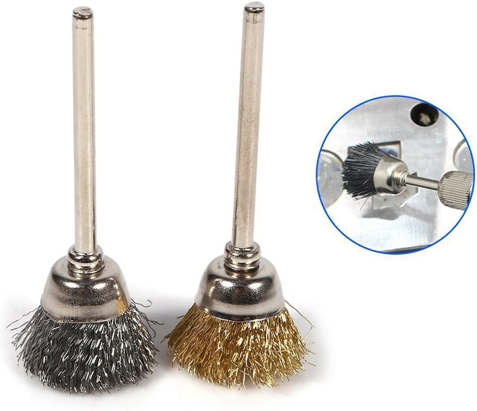 36 Pieces Brass Steel Polishing Rotary Tool Pencil Wire Brush, Wheel Steel Brush, Cup Steel Brush 1/8" (3mm) Shank for Dremel Buffing Accessories - Image 4