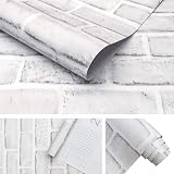 Ohmywor Brick Wallpaper Self Adhesive 45x600CM White 3D Vinyl Peel & Stick view 7