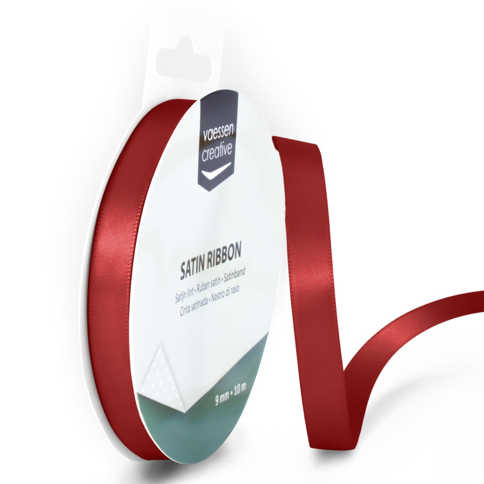 Vaessen Creative Satin Ribbon, Red, 9mm x 10m, Elegant Shine for Card Making, Scrapbooks, Gift Wrapping and Other Craft Projects,301002-2009