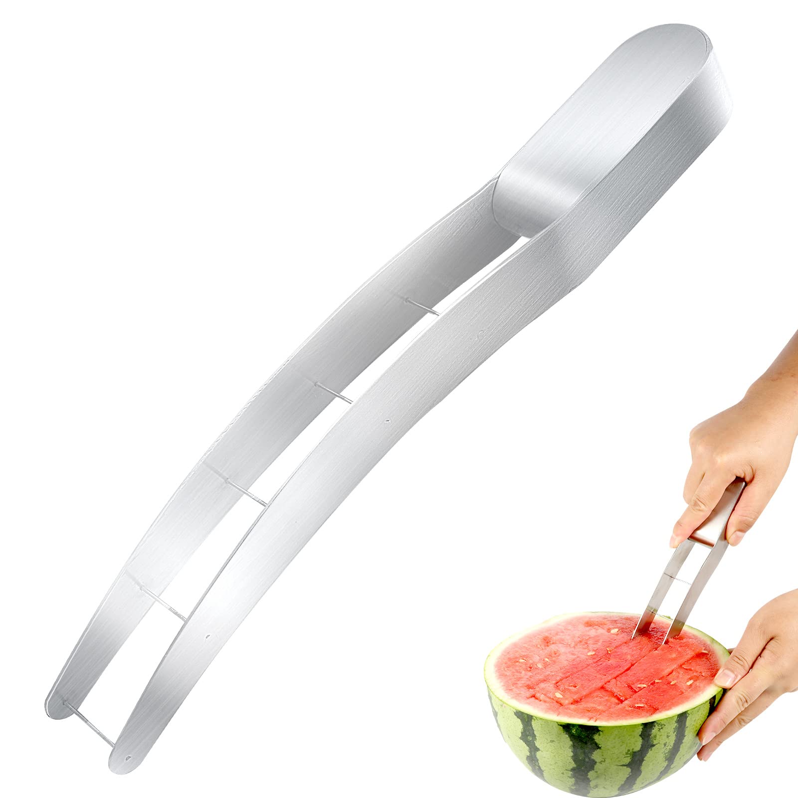 LUTER Watermelon Cutter, Stainless Steel Watermelon Slicer Tool Practical Fruit Cube Cutter Fruit Slicer Tool for Party Camping Fruit Shapes