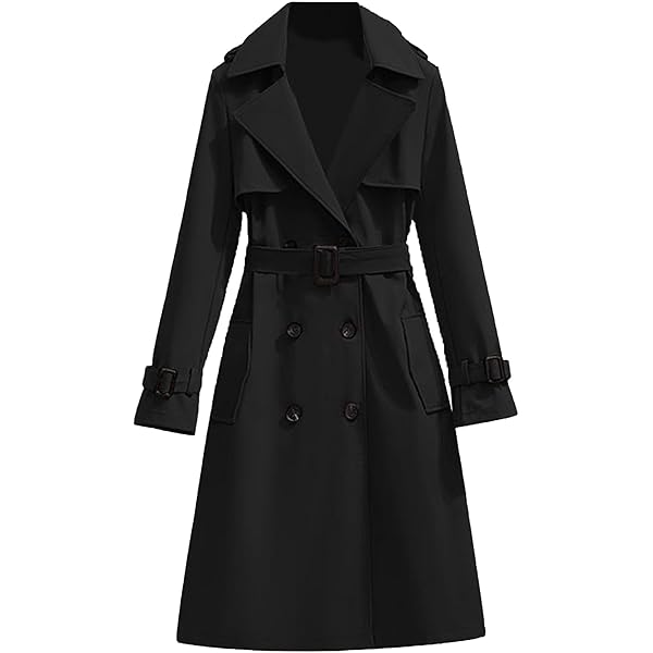 Amazon.com: Women Fall Winter Cotton Long Trench Coat Lapel Double
