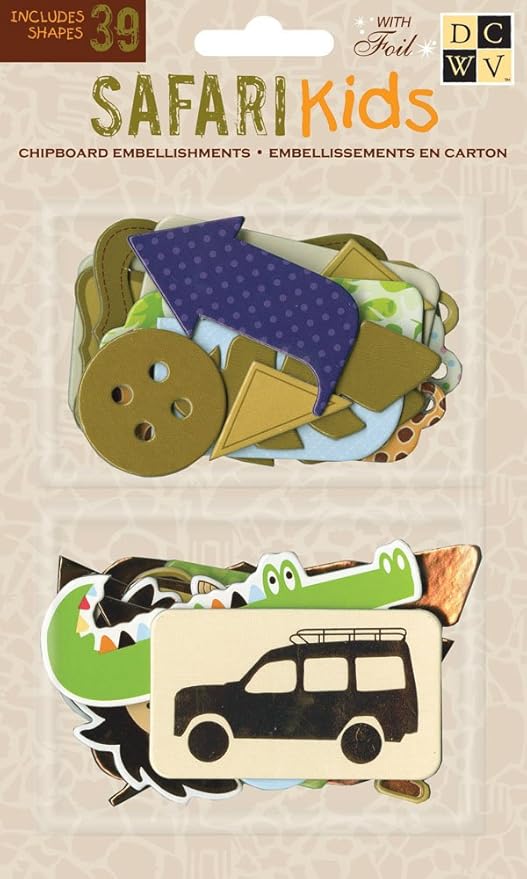 Amazon Com Dcwv Cp 012 Chipboard Shapes Boy Safari Kids