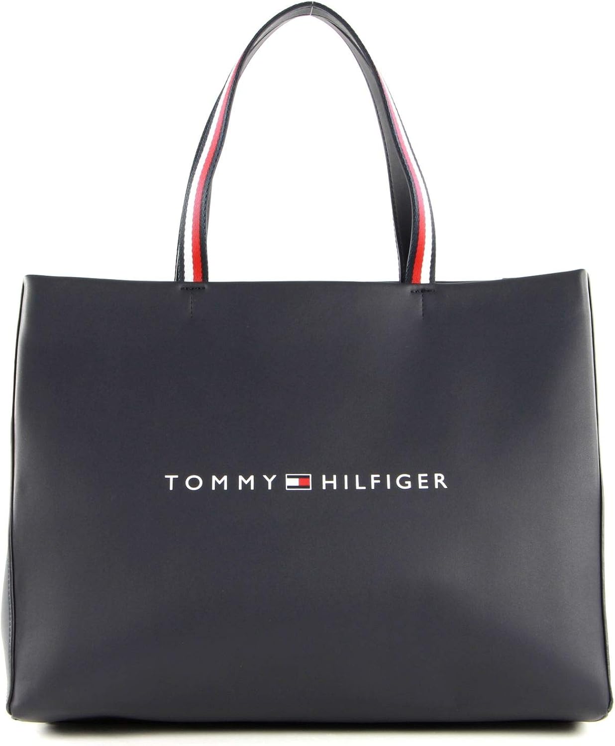 Tommy Hilfiger Womens Logo Shopping Tote Bag Handbag Navy One Size