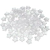 uxcell 100Pcs Flat Back Star Resin Charm, Glitter Star Charm Mini Bulk Beads Embellishments for DIY Crafts Hair Clips, Photo Frames, Phone Cases, Scrapbooking Decor, White
