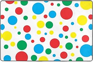 Twister Polka Dots Print Carpet 72x48 in with Non-Slip Bottom for Living Room, Bedroom, Office, Balcony