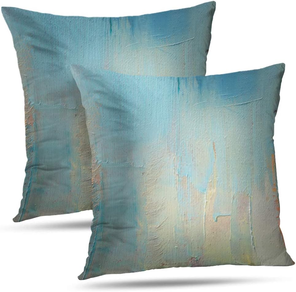 WAYATO Decorative Pillow Covers, Oil-Painting 18 x 18 with Brush Strokes Abstract Canvas Acrylic Art Double-Sided Pattern Square Throw Pillow Cases Sofa Cushion Covers for Living Room