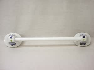 TOALLERO Pared Porcelana con Barra Madera Blanco Rayas Azul TULIPAN Azul