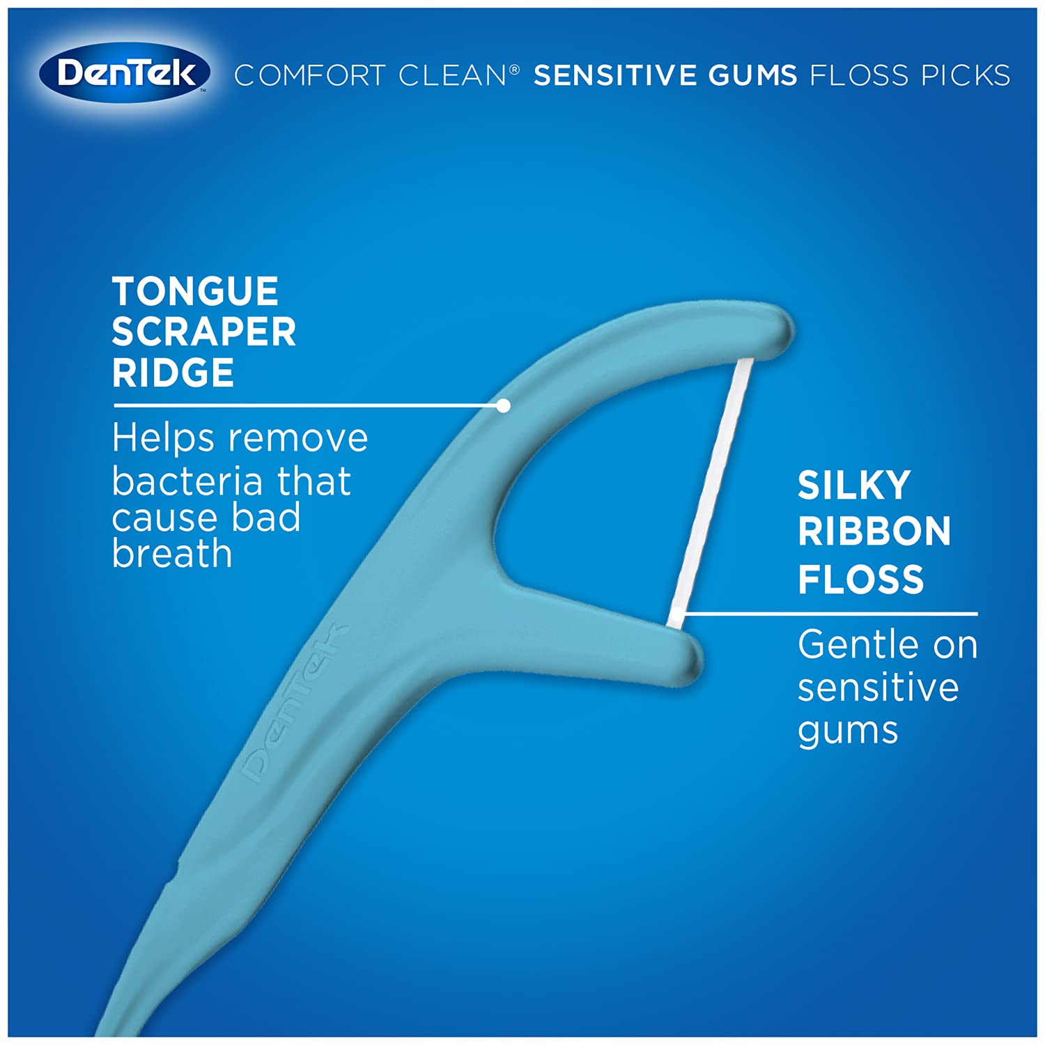 DenTek Comfort Clean Sensitive Gums Floss Picks, Soft & Silky Ribbon, 150 Count, 3 Pack : Beauty