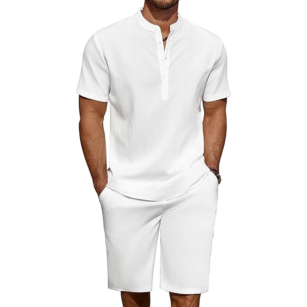 COOFANDY Men's Cotton Linen Sets 2 Piece Summer Outfits