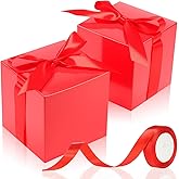MotiMind 48 Pcs Wedding Gift Boxes with Ribbon Small Party Favor Boxes with Lids Mini Treat Candy Container for Easter Party Birthday and More(Red,4 Inch)