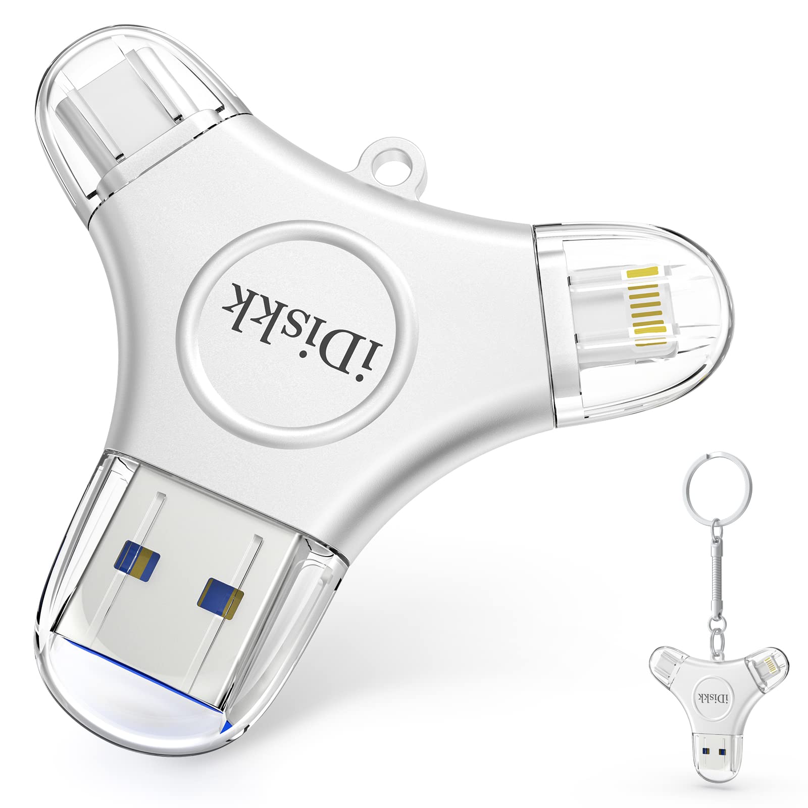 iDiskk MFi Certified 256GB 3 in 1 TYPE-C Photo Stick for iPhone Lightning Memory Stick for iPad iPhone Storage compatible with USB-C mobile Latest iOS Mac PCs and iPhone/iPad USB Flash drive