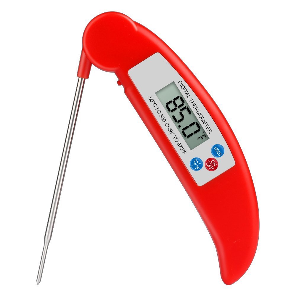 Food Thermometer, XPhonew Foldable Ultra Fast Cooking Thermometer, Portable Digital Instant Read Meat Thermometer with Long Probe, Best for Kitchen and Outdoor, BBQ, Poultry, Grill, Water, Milk