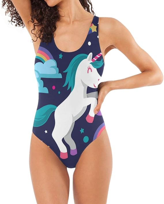 Amazon Co Jp レインボースターユニコーン水着モノキニビーチウェア女性用ワンピース水着女の子 服 ファッション小物