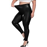 VOGUEMAX Women's Plus Size Faux Leather Leggings High Waisted Pleather Pants Stretchy Sexy PU Tights for Women