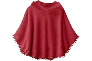 Inorin Kids Girls Sherpa Fleece Pullover Hoodies Pompom Tassel Fuzzy Coat Poncho Cloak Hooded Cape