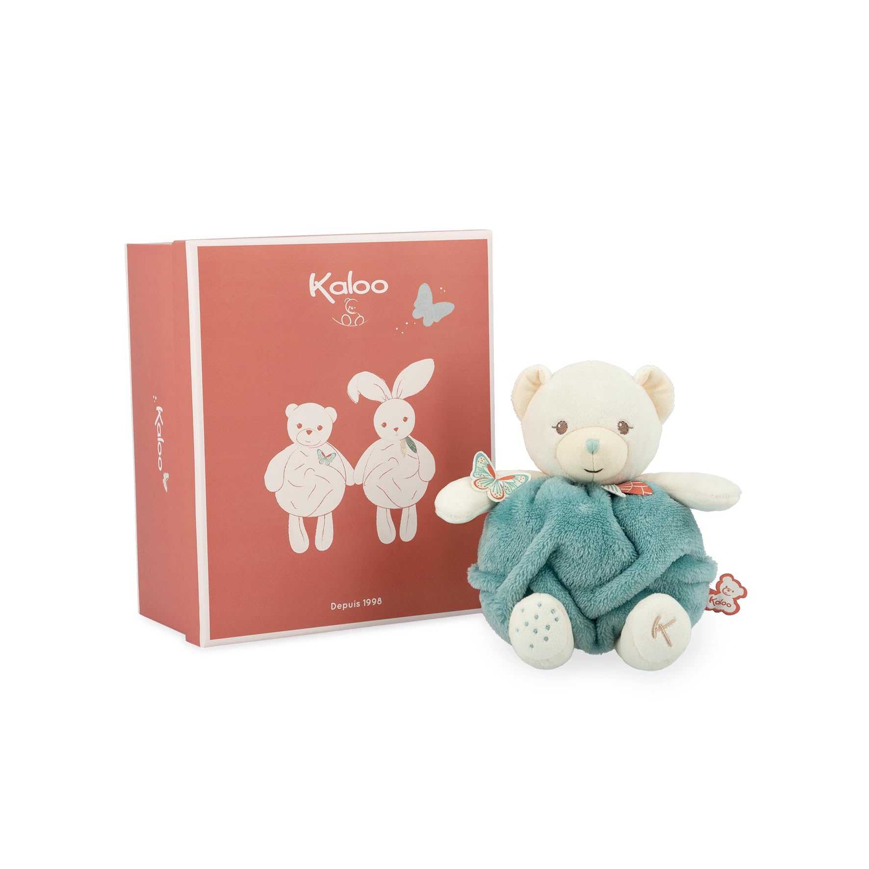 Kaloo - Plume - Bubble of Love Green Bear - 23 cm Cuddly Bear Plush - Small Soft Toy Teddy Bear for Babies - Develops Sense of Touch - Pretty Customisable Gift Box - 0 Months +, K214000