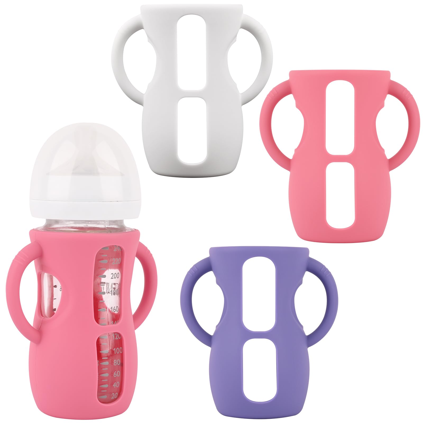 Photo 1 of 3 Pack Silicone Sleeves with Handles for Avent Natural Glass Baby Bottles, Anti Breakage Baby Bottle Holder, Compatible Philips Avent Glass Natural Baby Bottles 8 oz