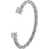 BOLAGTIER Stainless Steel Twisted Cable Wire Bracelets Adjustable Open Cuff Bangle Bracelet Vintage Jewelry Gift for Women