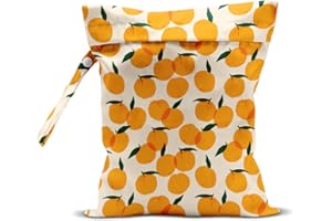 zcyxuuw Wet Bag, Wet Dry Bag, Wet Bag for Swimsuit, Travel, Beach, Pool, Diapers, Dirty Yoga Gym Clothes, Makeup Bag, Waterproof Reusable Fruit Decor Orange Strawberry