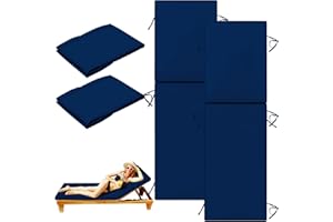 IHEQARD Outdoor Chaise Lounge Cushions Covers for Patio (Not Includes Cushion), Waterproof Chair Cushions Replacement Covers, Seat Cushions Slipcovers for Outdoor Furniture (Navy Blue, 72"x 22"x 3"-2Pcs)